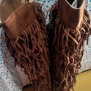 Cape Robbin Tan Fringe Heeled Boots